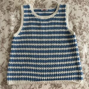 Blue and White Crochet Top